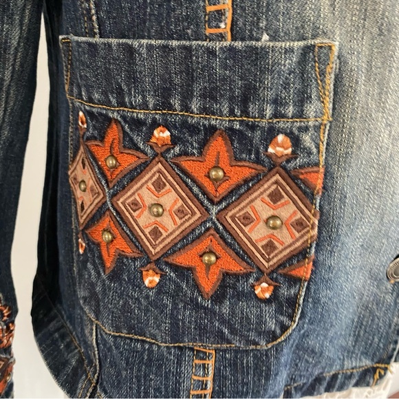 GORDON JAMES Vintage Studded & Embroidered Denim Jacket Blazer M - Picture 2 of 6